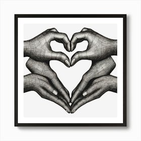 Hands Making A Heart, A Heart Made Of Interconnected Hands Representing Global Compassion And Unity Art Print