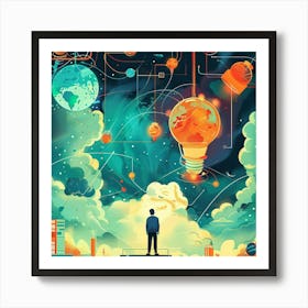 Man Standing On Top Of A Building Art Print