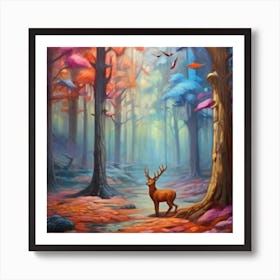 Deer In The Forest Art Print