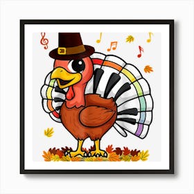 Music Piano Teachers Cute Turkey Funny Thanksgiving Autumn Art Print