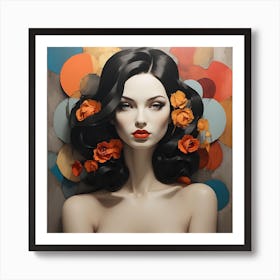 Woman With Flowers beauty Art Print