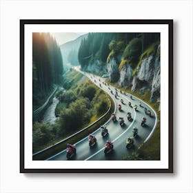 Motorcyclists In The Mountains Art Print