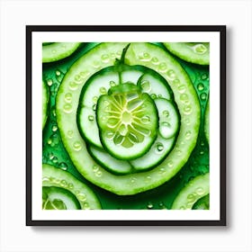 Cucumber Slices With Water Droplets 1 Art Print