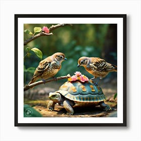 The Birds Looking Kind And Generous Giving Tortoise Their Feathers (3) Art Print