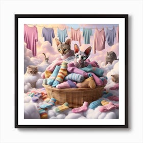 Cat In A Basket 1 Art Print