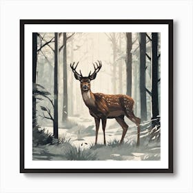 Deer In The Woods 5 Art Print