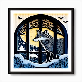 Wolf In The Window Art Print