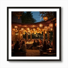 A Lively Autumn Festival Drenched In Rustic Charm Cascading Lanterns Of Burnished Gold And Amber (1) Art Print