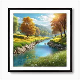 Landscape With A River 4 Art Print