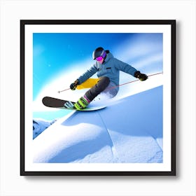 Skier In The Snow 3 Art Print