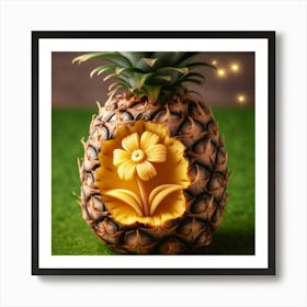 Pineapple With A Flower Art Print