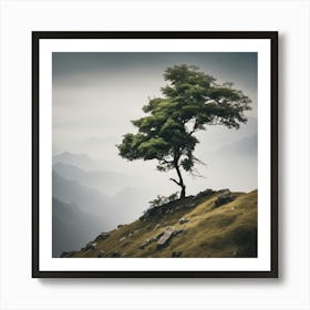 Lone Tree On Top Of Mountain 6 Art Print