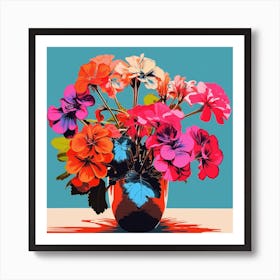 Andy Warhol Style Pop Art Flowers Geranium 2 Square Art Print