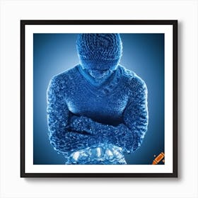 Man Made Of Water With Blue Sweater Art Print