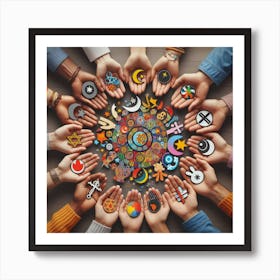 Many Hands In The Circle Art Print