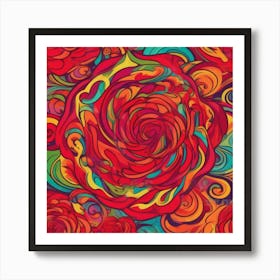 psychedelic red rose pattern Art Print