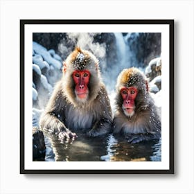 Snow Monkeys In The Snow Art Print