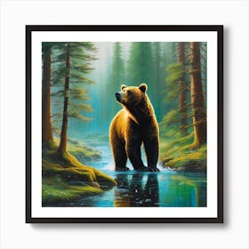 Brown Bear In The Forest 1 Art Print