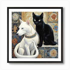 'Black Cats And White Dogs' Art Print