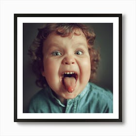 Child With Tongue Sticking Out Art Print