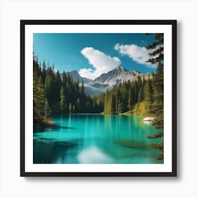 Blue Lake In The Mountains 3 Art Print