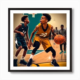 Basketball Player Dribbling 3 Art Print
