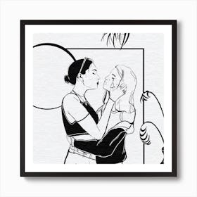 Come Closer Lesbian Couple Lgbtq Square Art Print