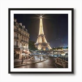 Eiffel Tower At Night Art Print