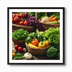 Fresh Vegetables In Baskets 1 Art Print