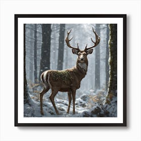 Deer In The Woods 37 Art Print