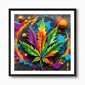 Colorful Marijuana Leaf 2 Art Print