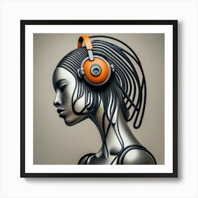 Abstract Woman With Headphones 4 Art Print