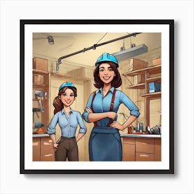 Create A Scene With The Caricature Of A Businesswo (2) Art Print