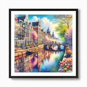 Amsterdam Canal In Spring Art Print