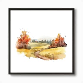 Watercolor Autumn Landscape 13 Art Print