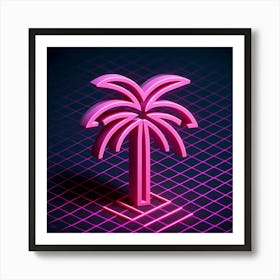 Neon Palm Tree 2 Art Print