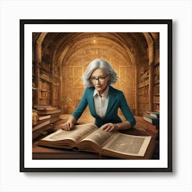 The Elderly Lady Librarian 055 Art Print