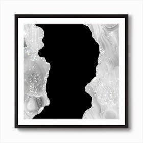 White & Silver Glitter Agate Texture 03 Art Print