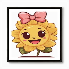 Happy  Smilling Sunflower, kids Art Print