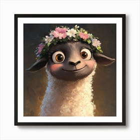 Sheep With A Flower Crown Poster