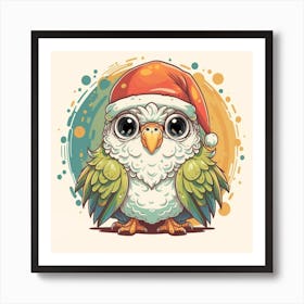 Owl In Santa Hat Art Print