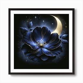 Moon And Flower Art Print