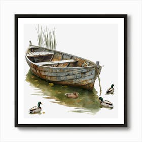 Springtime-Duck-Pond-Clipart.5 Art Print