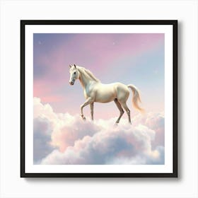 White Horse In The Clouds 2 Art Print