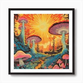 Trippy Shrooms Psychedelic Mushroom Print Art Print