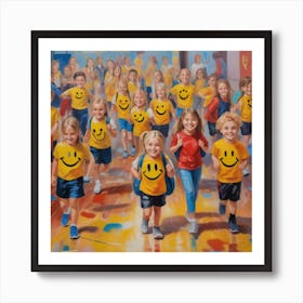 Photo Medium Shot Smiley Kids In School Gym 0 Art Print