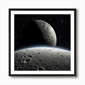 Firefly Moon, View, Below, Star, Satellites, Night, Space, Orbit, Celestial, Astronomy, Sky, Glow, C (11) Art Print