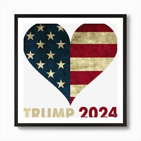 Limited Edition American Flag Trump 2024 4th Of July Family Art Print