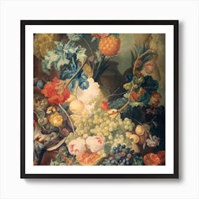 Fruit And Birds In A Vase Art Print