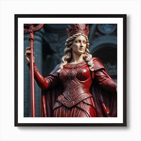A Portrait Of Authority Goddess Frigg With All Her Arogance Blood Red Art Print